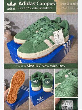 Adidas Campus 00s Green Suede Sneakers Men’s Size 6 Gum Sole Classic